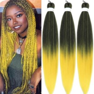 Ombre Yellow Braiding Hair Extensions 3 Packs New